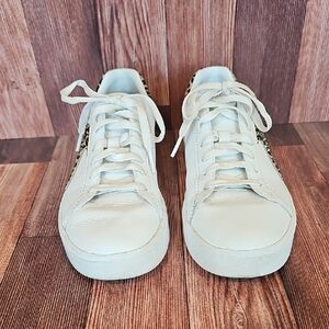 Sketchers, White and Cheetah Yennis Shoes.